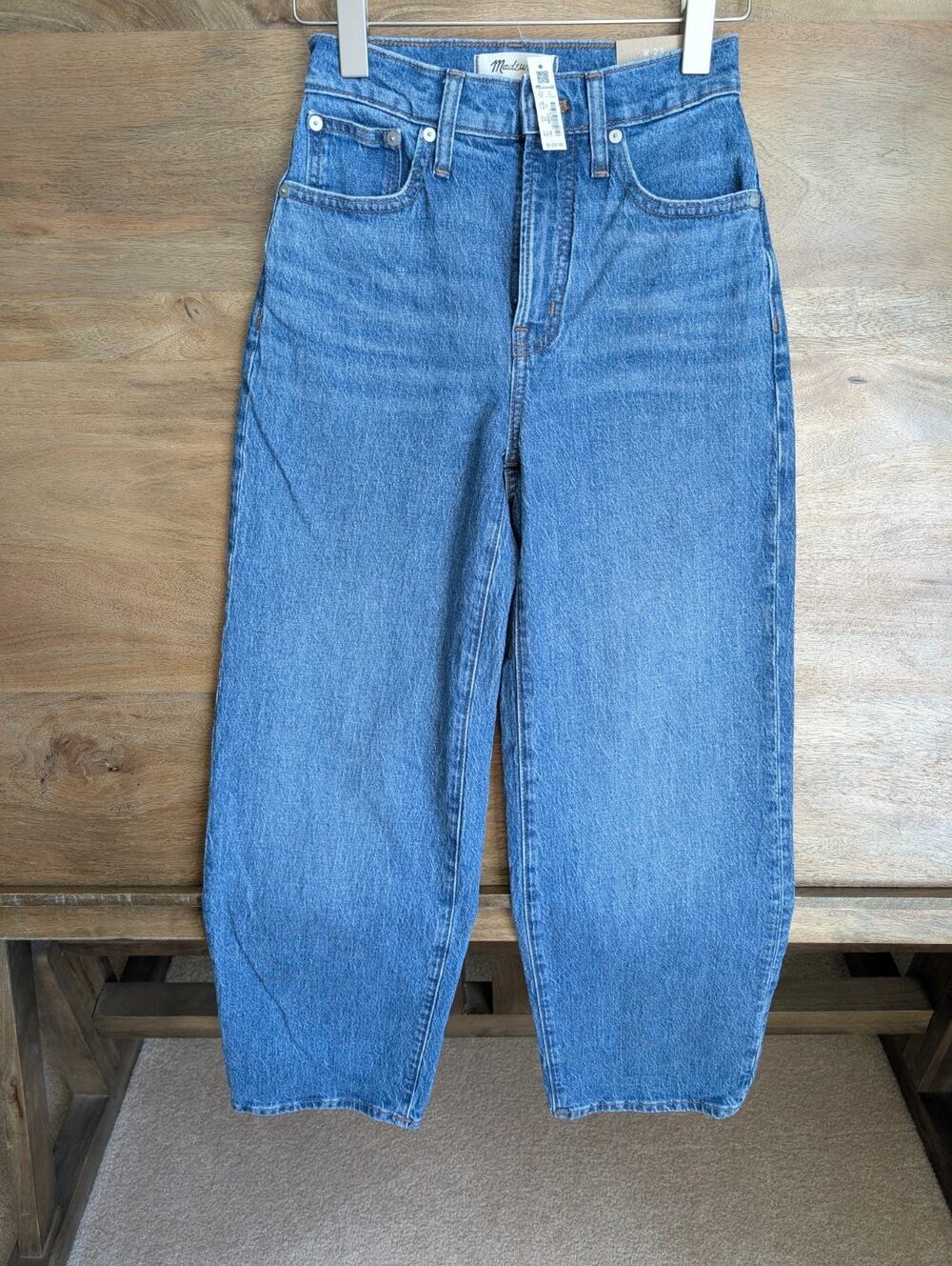 NWT Madewell The Perfect Vintage Wide-Leg Crop Jeans Women 23 Blue Magic Pockets